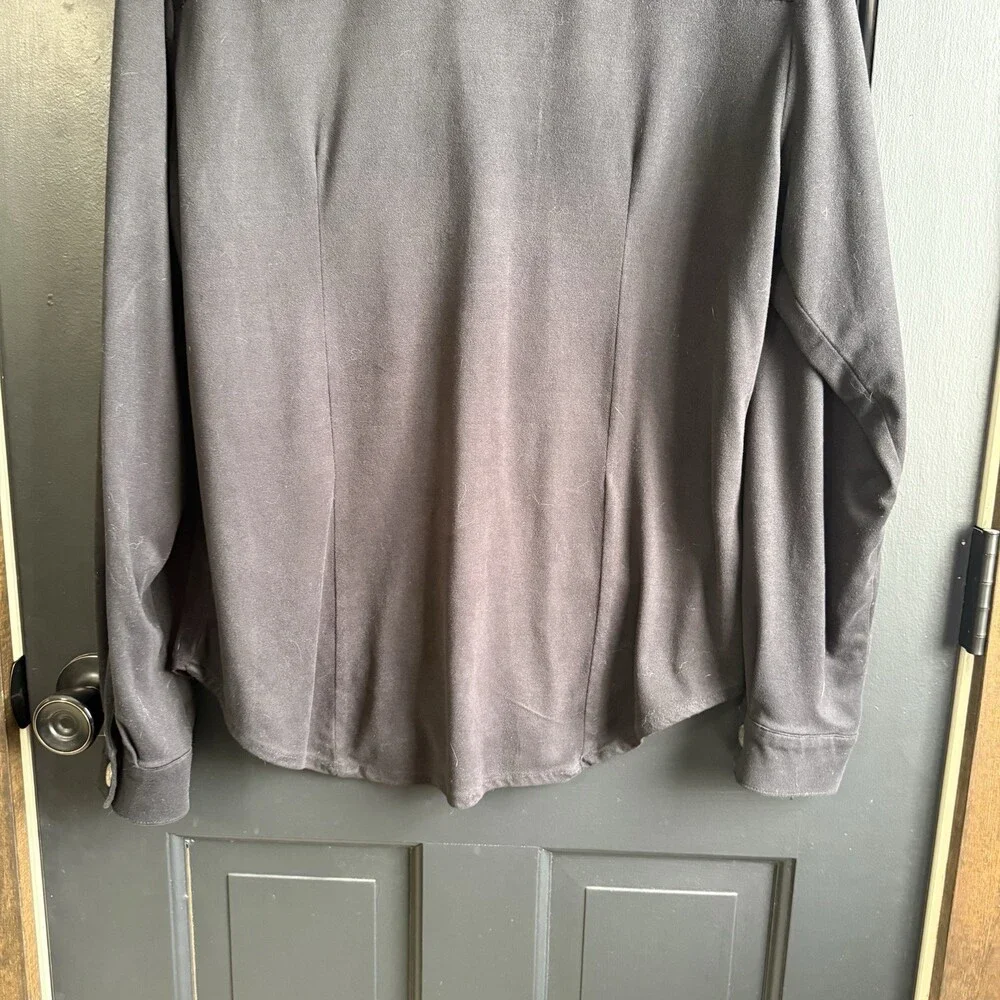 Double D Ranch Women's Size Large Black Suede Feel Button Up Western Shirt - Picture 8 of 11